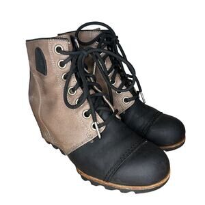 Sorel 1964 Premium PDX 2 Brown Black Leather Wedge Bootie Womens 8.5 Gorpcore